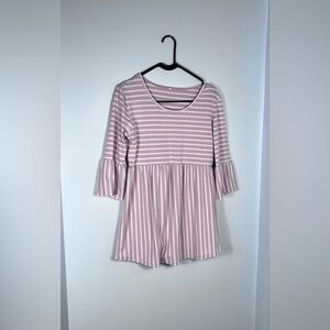 Striped Pink and White Babydoll Tunic Top EX-New Condition